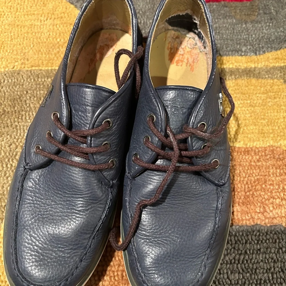 Lacoste Servin 8 Navy Blue Leather Boat Shoes Casual Loafers Men’s Size 9.5